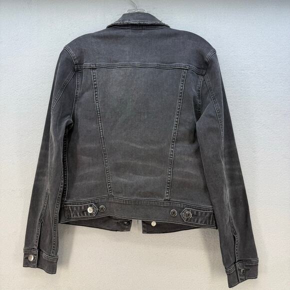 Pistola Denim Jacket Womens Small Black Moto Trucker Jean Jacket Goth NWOT - Picture 2 of 10